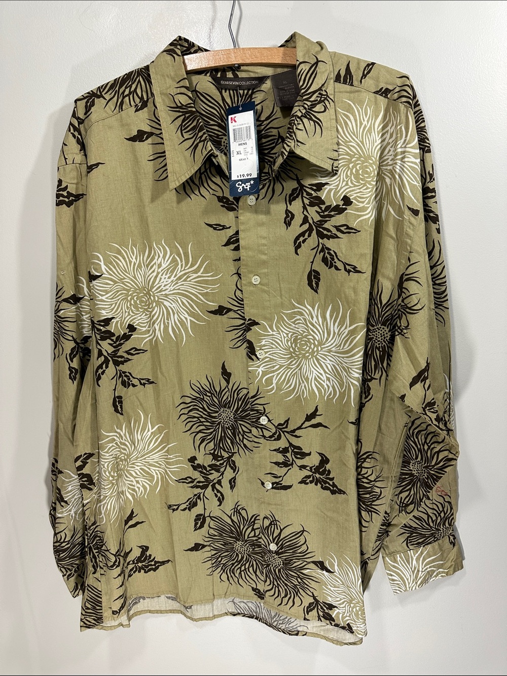 NWT Gear Seven Green Floral Hawaiian Button-Up Shirt Men’s XL